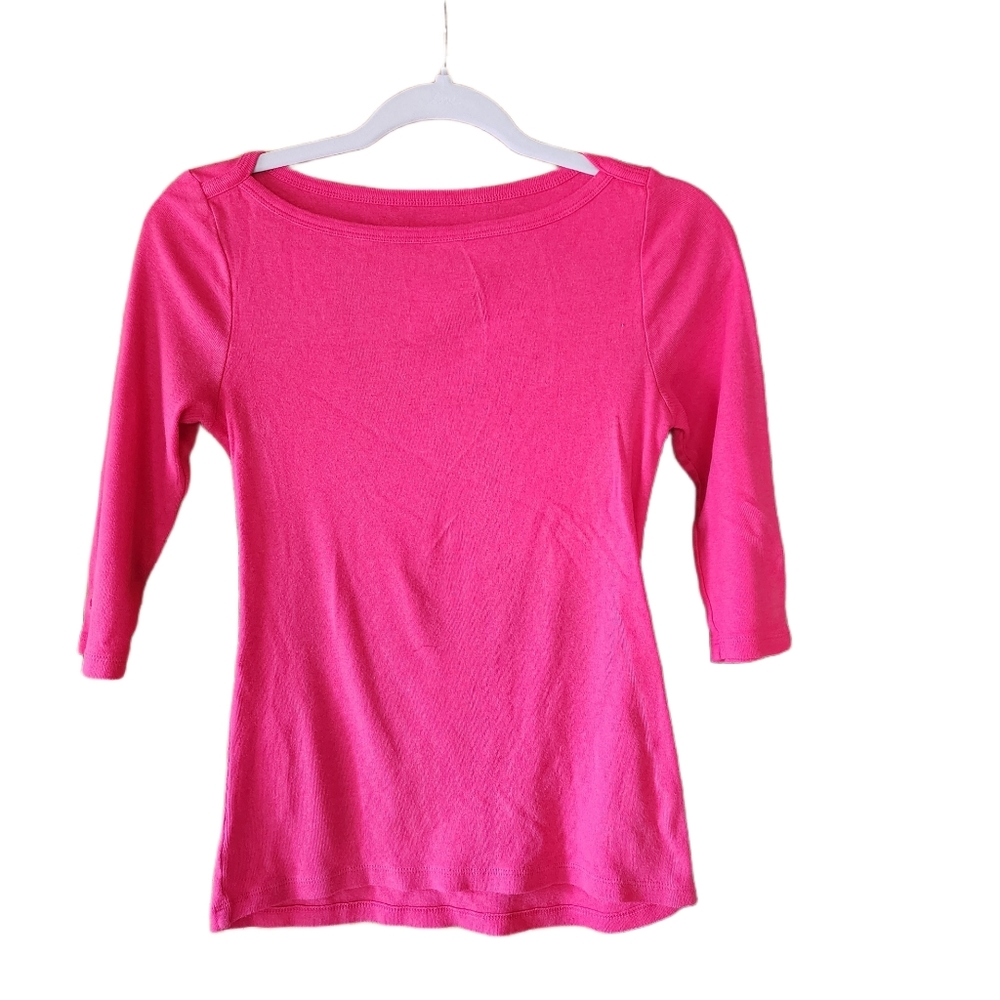 Gap Super Soft Boat Neck 3/4 Sleeve Pink Top Size S